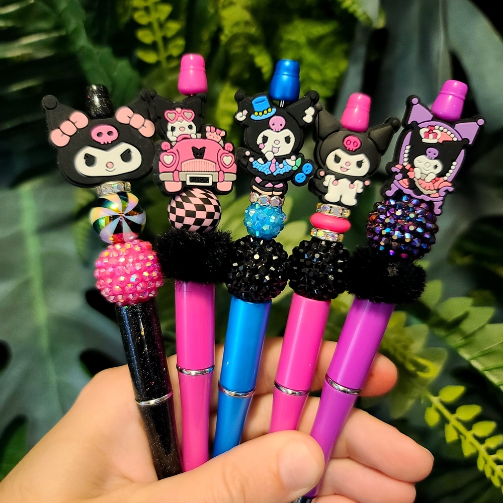 Cute Character Pen Set for Kids - Pink, Blue, Black